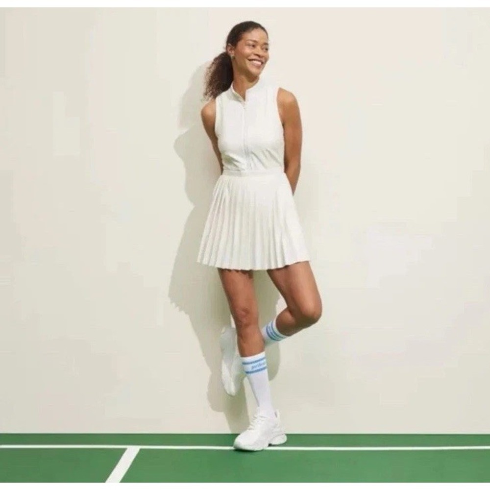 Prince Pickleball Women's Cream Zip-Front Pleated Dress Size Large NWT
